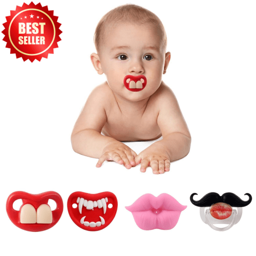 4 Pack Funny Baby Pacifiers Kiss Lips Mustache Teeth Halloween Binkies US