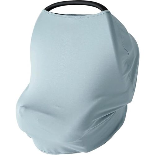 Baby Car Seat Cover, Supersoft Bamboo Viscose Carseat Cover for Infant Boys & Girls, Breathable Multi-Use Breastfeeding Covers, Canopy for Carrier, Stroller, Shopping Cart & High Chair