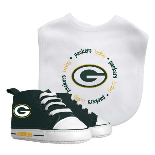 BabyFanatic 2 Piece Bib and Shoes - NFL Green Bay Packers - White Unisex Infant Apparel