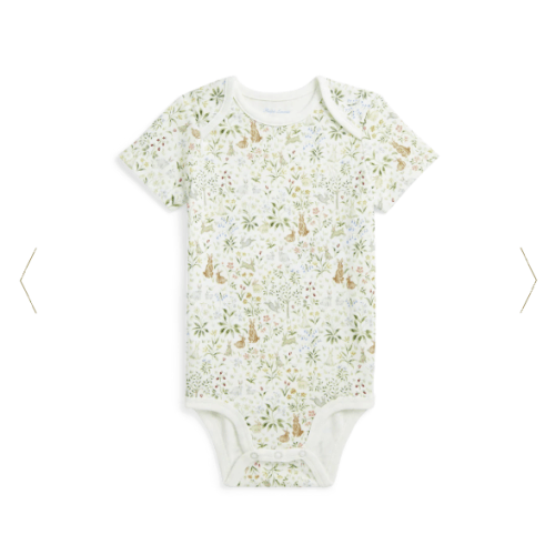 RL Baby x Riley Sheehey Cotton Bodysuit in Bunny Meadow | Over The Moon