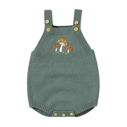 GEZHEN Baby Cute Mushroom Embroidered Baby Girl Knit Sling Romper Bag Fart Cotton Sleeveless Jumpsuit Boy Girl Sweater Bodysuit Casual One Piece Trendy Outsuits Clothes Size 0-18 Months