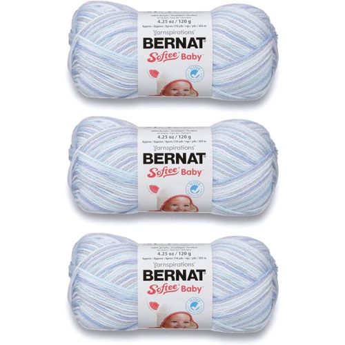 Bernat Softee Baby Blue Flannel Yarn - 3 Pack of 120g/4.25oz - Acrylic - 3 DK (Light) - 310 Yards - Knitting/Crochet
