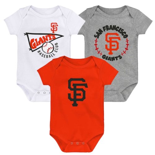 Infant San Francisco Giants Orange/White/Heather Gray Biggest Little Fan 3-Pack Bodysuit Set