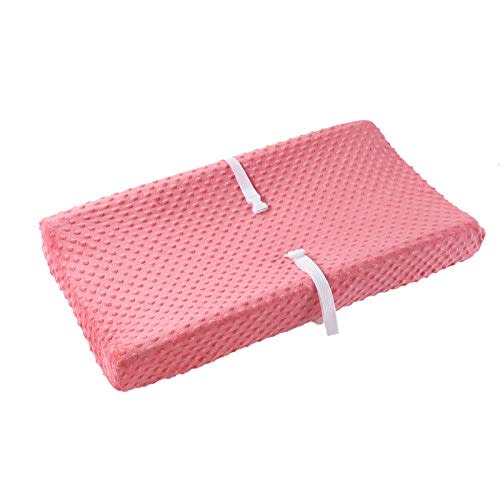 Baby Changing Pad Cover, Super Soft Plush Dot Diaper Changing Table Covers for Baby Girls and Boys, Ultra Comfortable, Safe for Babies, Fit 32"/34'' x 16" Pad (Strawberry Red)