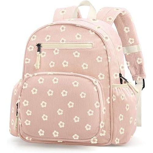 atgark Corduroy Toddler Backpack for Girls 2-5, Preschool Kindergarten Backpack - Cute Kids Backpacks for Girls 13.7" H Fit Folder