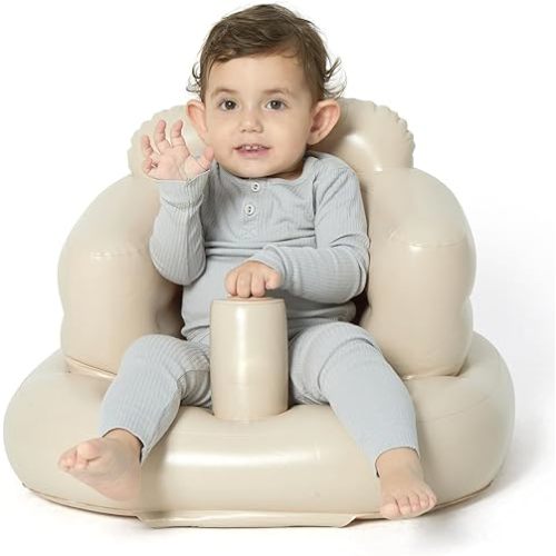 Mink Inflatable Baby Seat for Babies 3+ Months,Infant Floor Seats for Sitting Up,Portable Blow Up Baby Chair with Built in Air Pump, Ideal for Sitting Up and Learning to Play(Khaki)