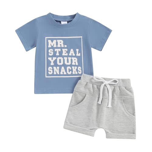 BemeyourBBs Toddler Baby Boy Summer Clothes Funny Letter T Shirt Elastic Waist Pockets Shorts Set 2 Piece Outfit