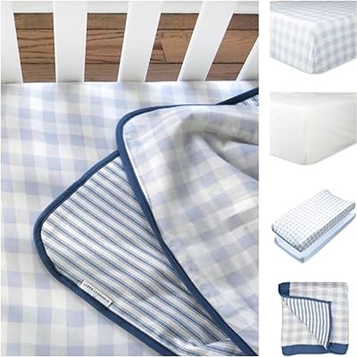 HonestBaby 7 & 5 Piece Sweet Dreams Nursery Gift Set 100% Organic Cotton for Baby Boys, Girls