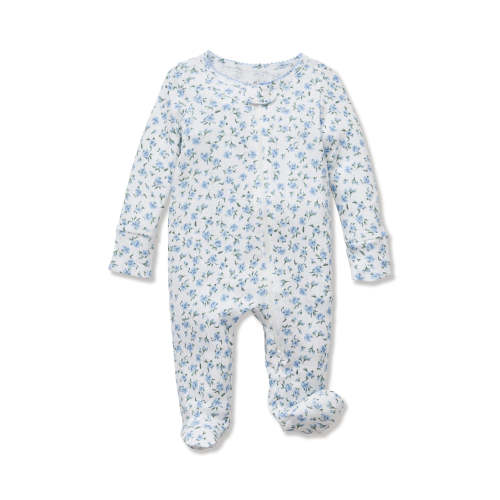 Baby's Pointelle Footie Romper in Blue Floral | Over The Moon