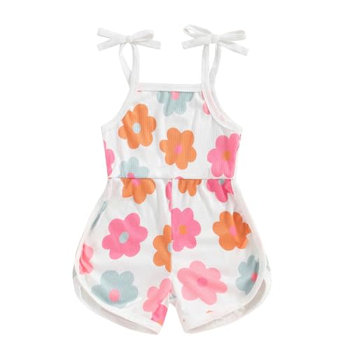 WZTYYDS Toddler Baby Girl Summer Clothes Floral Romper Tie-Up Strap Halter Jumpsuit Infant Summer Sling Playsuit 6M-3T
