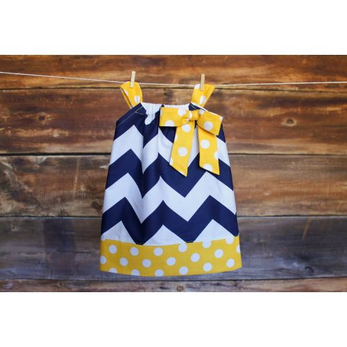 Yellow Jackets Dress - Georgia Tech Newborn baby toddler girls pillowcase dress child infant Milwaukee Brewers Cal Golden Bears navy blue