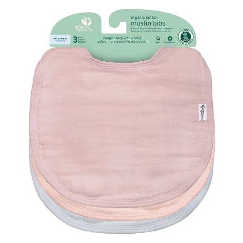 Green Sprouts Organic Cotton Muslin Bibs (3pk) Rose Set-0-12 mo