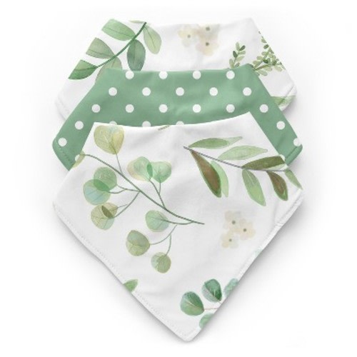 Sweet Jojo Designs Boy, Girl, Unisex/Gender Neutral Fabric Baby Bibs Botanical Green and White 3pc
