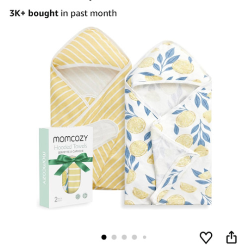 Momcozy Baby Towel with Hooded - Ultra Soft & Absorbent Large Bath Towel Set for Comfort & Gentle on Baby's Skin - Med Thick& Durable -Shower Gift & Bath Essential for Newborn, Infant, Toddler