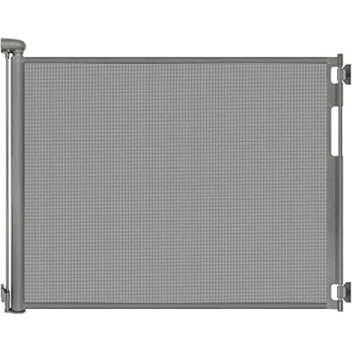 Retractable Baby Gates for Doorways, Mesh Dog Gate for Stairs, Pet Gate Indoor, Extends to 55" Wide 33" Tall, Safety Toddlers Gates for Hallways, Indoor & Outdoor Use, Gray