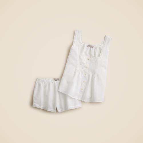 Camisole and pajama short set in linen-cotton blend