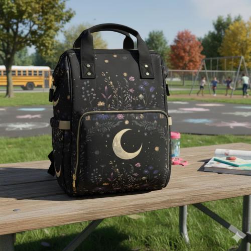 Black Crescent Moon Witchy Gothic, Mod Backpack  Diaper Bag - Birthday, Baby Shower, Christmas Gift, Girls Christmas Present