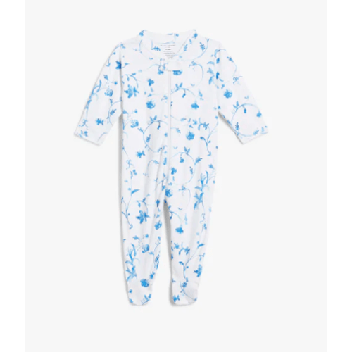The Footie Pajama - Blue Vine Stripe