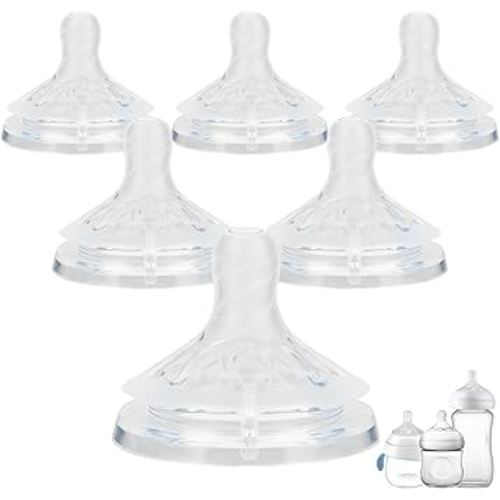 Silicone Bottle Nipples for Philips Avent Natural Baby Bottles,Size 4 Nipple,3m+,Meudim Flow, 6 Count