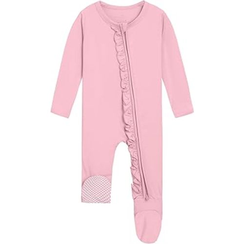 Baby Girl Sleeper Viscose from Bamboo Zipper Footies Pjs NB-24Mon