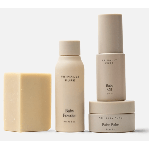 The Baby Kit: 
Baby Bar
Baby Oil (1 oz)
Baby Balm
Baby Powder