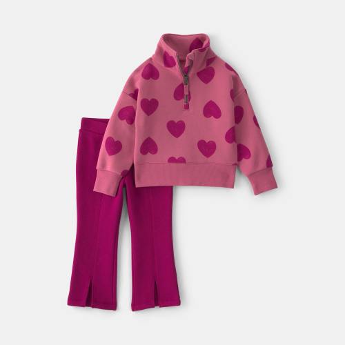 Carter's Quarter Zip Heart Toddler Girls 2-pc. Pant Set, Color: Purple - JCPenney