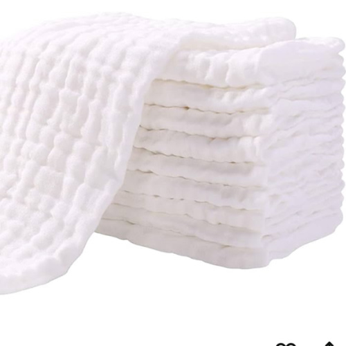 Yoofoss Muslin Burp Cloths for Baby 10 Pack 100% Organic Cotton Baby Washcloths for Boys Girls Large 20''X10'' Super Soft and Absorbent White