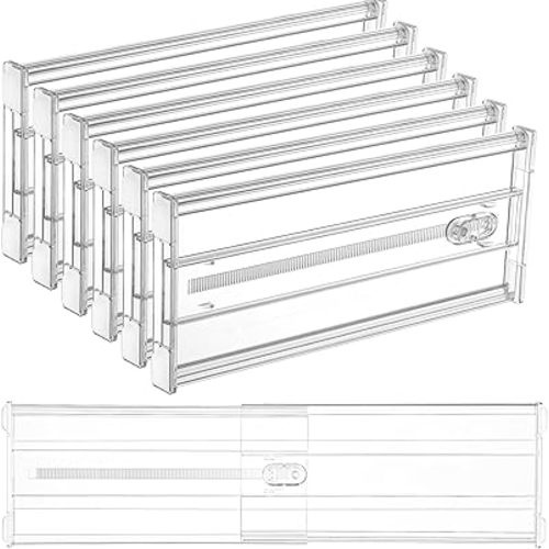 Vtopmart 6 Pack 6" Tall Upgrade Drawer Dividers for Big and Deep Drawer, 12.8"-22.3" Adjustable Expandable Dresser Drawer Organizer, Clear Plastic Separators for Dresser, Baby Supplies, Kitchenware
