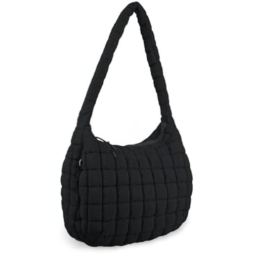 Quilted Puffer Tote Bag Purse Puffy Crossbody Shoulder Bag,Lightweight Nylon Hobo Bag Puffer Carryall Bag for Women Girl