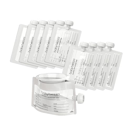 Baby Brezza Reusable Breastmilk Storage Bags, 10 Pack, Includes Filling Funnel