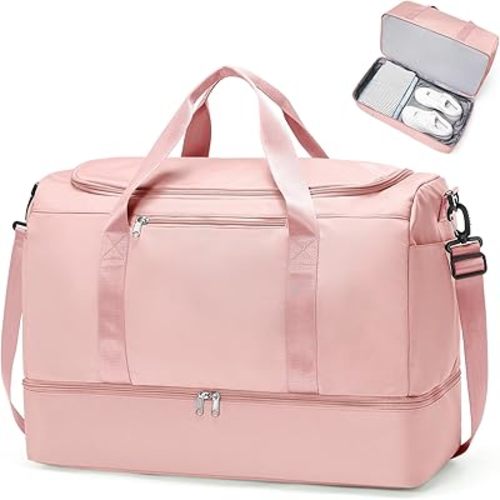 Extra Large Travel Duffle Bag,Carry on Overnight Weekend Bag with Shoes Compartment,Weekender Bags for Women for Travel Business Trips Sport Hospital