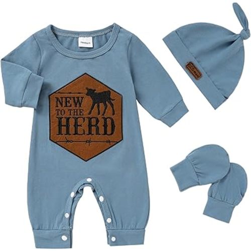 Newborn Romper Baby Boy Cotton Jumpsuit New Baby Hat Gloves Romper Coming Home Clothes Outfits