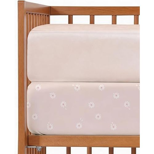 Baby Crib Sheets for Boys & Girls - Pack of 2 Fitted Microfiber Crib Sheets for Standard Crib & Toddler Mattress - Soft, Breathable & Wrinkle Free - Machine Washable, Oeko Tex - 52x28x8in - Daisy's