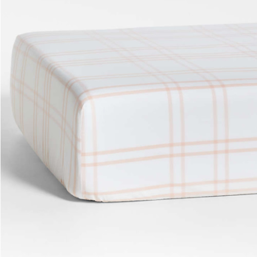 Stax Elegant Pink Yarn-Dyed Organic Cotton Baby Crib Fitted Sheet