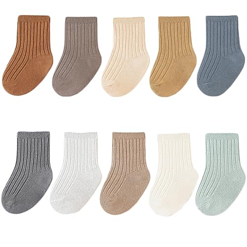 Adeimoo Newborn Cotton Crew Socks Unisex Baby Solid Color Sock Ankle Socks for Boy Girls Infant Toddlers