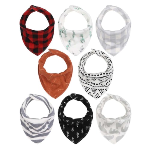 Bandana Baby Drool Bibs, Unisex, Cotton, 8-Pack, Neutrals