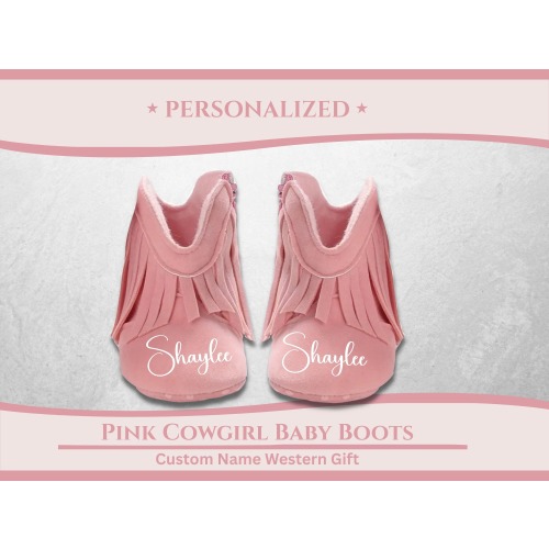 Custom Pink Cowgirl Baby Boots - Personalized Baby Name Boots - Newborn Infant Gift - Baby Shower Gift - Western Baby Shoes