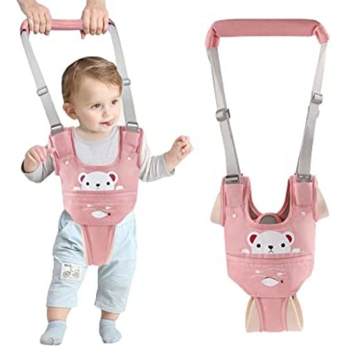 Baby Walking Harness Handheld Baby Walker Assistant Belt Adjustable Toddler Infant Walker Safety Harnesses Standing Up and Walking Learning Helper with Detachable Crotch for 9-24 Month (Pink)