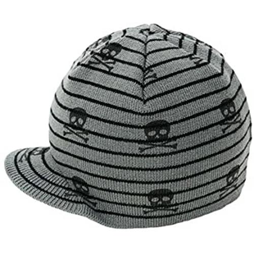 Born to Love Baby Boy's Black and Gray Checkered Visor Beanie Baby Hat