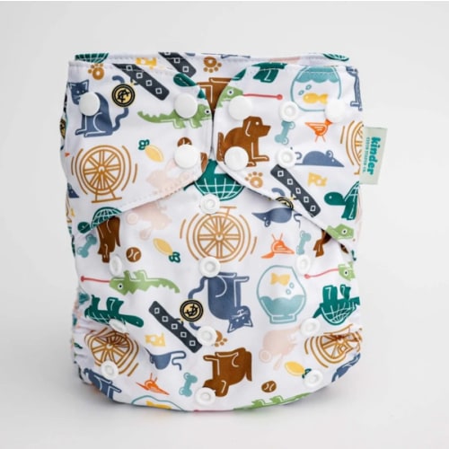 Animals and Insects: Essentials Pocket Cloth Diaper with Athletic Wicking Jersey, Grows with your Baby