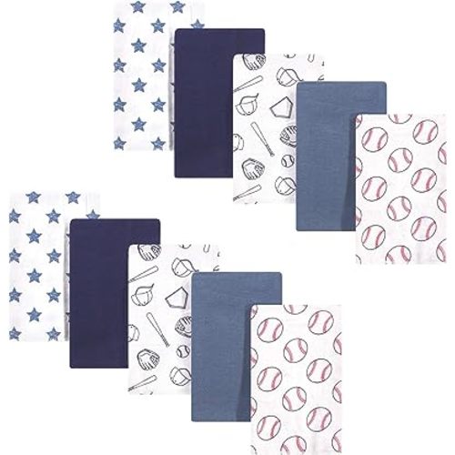 Hudson Baby Unisex Baby Cotton Flannel Burp Cloths, Baseball, One Size