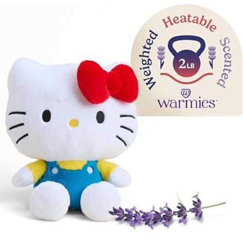 warmies x Hello Kitty - Microwavable & Weighted Stuffed Animals, Hello Kitty - Heated Stuffed Animal Plushie for Warmth & Comfort - Scented Soft Plush Toys for Adults & Children (Boys & Girls)