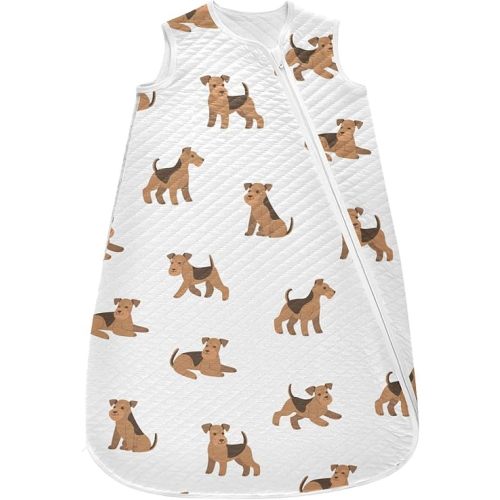 vvfelixl Baby Sleep Sack for 6-12 Months Cartoon Happy Airedale Terrier Dog Baby Wearable Blanket Zipper Swaddle Transition Sleeping Bag for Infant Baby Sleep Suit for Newborn Toddler