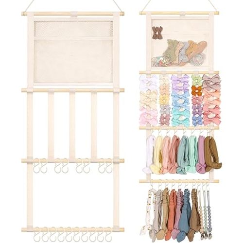POVETIRE Headband Holder Hair Bows Organizer for Girls, Hair Accessories Display Storage Wall Hanging Decor for Baby Nursery Toddler Girls Room Base