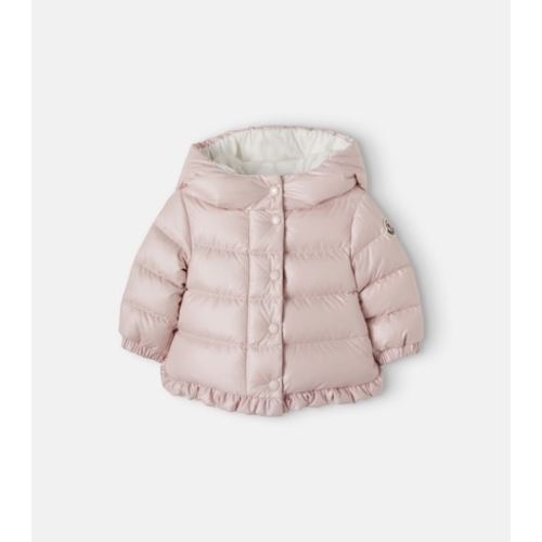 Baby hooded ruffled down jacket