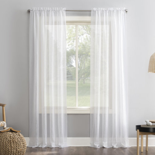 Charlton Home® Maxon Crushed Sheer Voile Rod Pocket Curtain Panel & Reviews | Wayfair