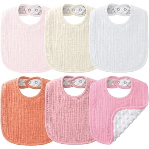 NISXABEBE Muslin Baby Bibs for Unisex Boys Girls, Cotton Drool Bibs, Adjustable Newborn Bibs for Drooling and Teething