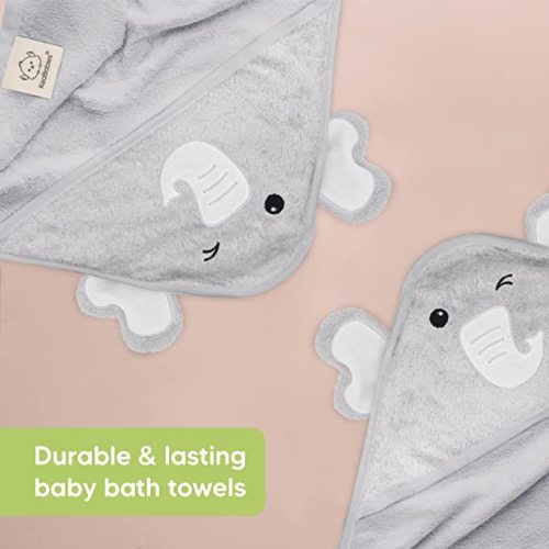 KeaBabies Baby Hooded Towel - Bamboo Baby Towel Organic Bamboo Towel - Infant Towels - Large Bamboo Hooded Towel - Baby Bath Towel with Hood for Girls, Babies, Newborn Boys, Toddler (Elephant)
