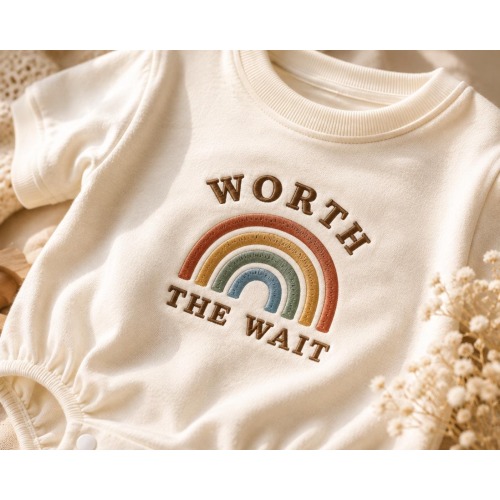 Worth The Wait Embroidered Romper, Rainbow Baby Outfit, Pregnancy Journey Baby Gift, Miracle Baby Shower Gift, Newborn Keepsake