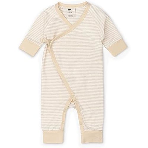 monica + andy Kimono Tie Long Sleeve One Piece, 100% Organic Baby Clothes for Girls & Boys, Preemie, Newborn & Infant